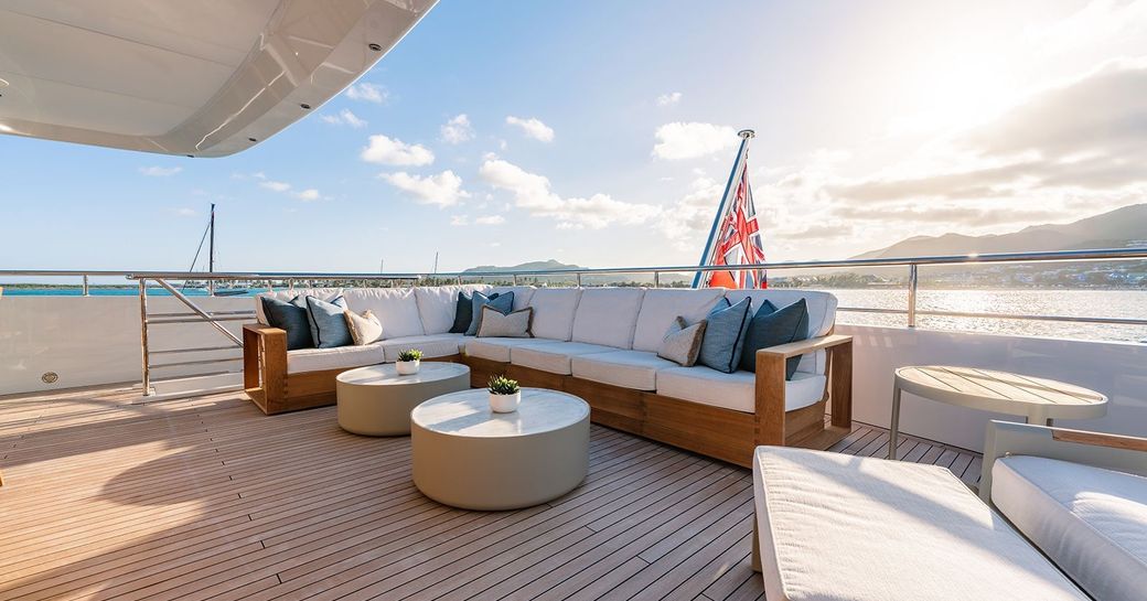 Exterior deck space onboard charter yacht MOSKITO