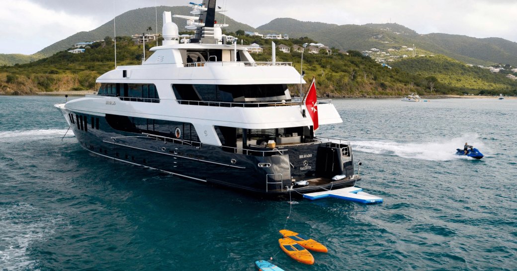 Charter yacht BRAVADO aft with water toys