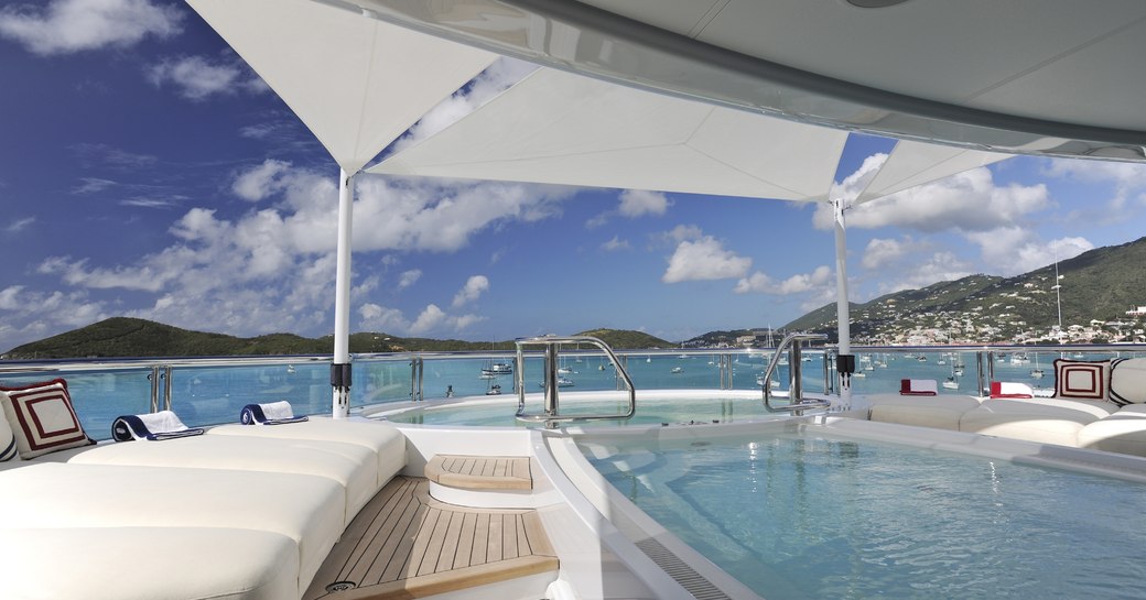 Jacuzzi and swimming pool on board motor yacht TV