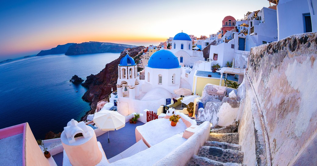 Santorini village at night in the Cyclades