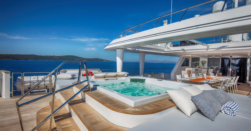 Deck Jacuzzi onboard charter yacht KATINA