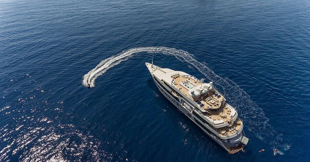 motor yacht SERENITY anchors on a Mediterranean yacht charter