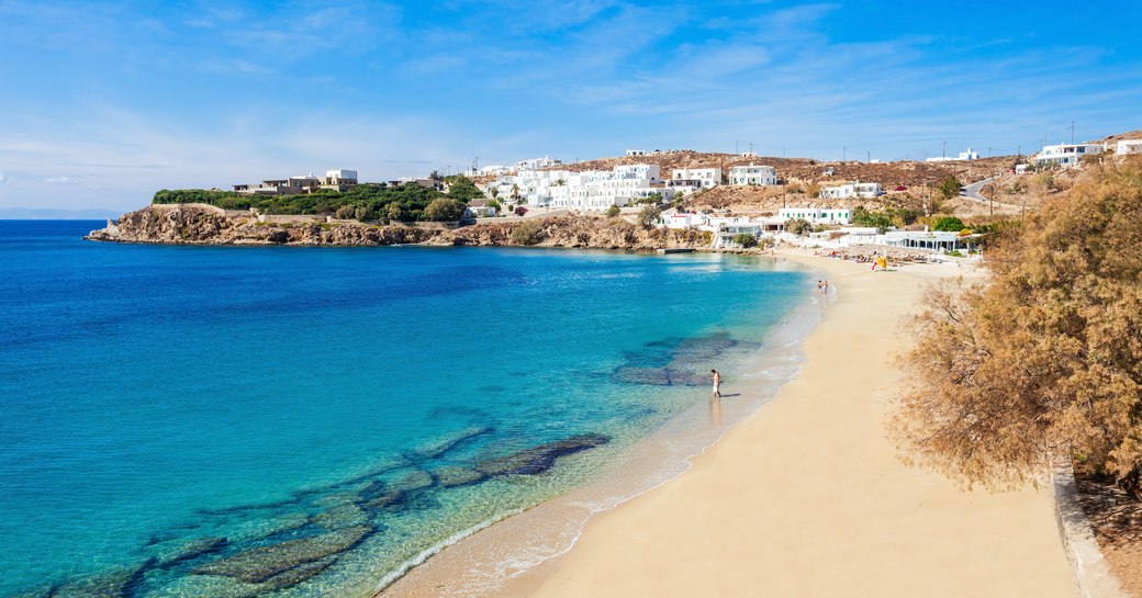 mykonos beach aerial view