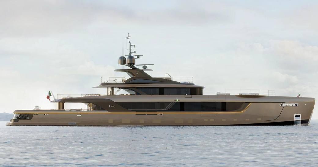 Charter yacht RAJA rendering at sea