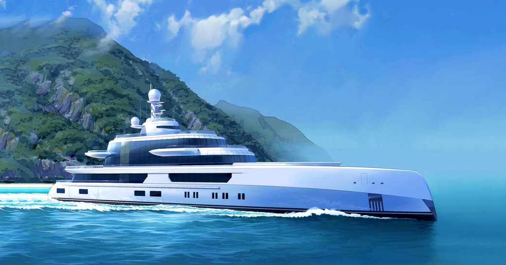 Superyacht EXCELLENCE while underway rendering 