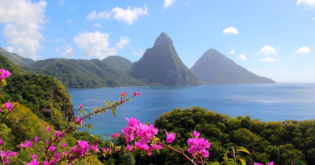The twin pitons in St Lucia, Caribbean