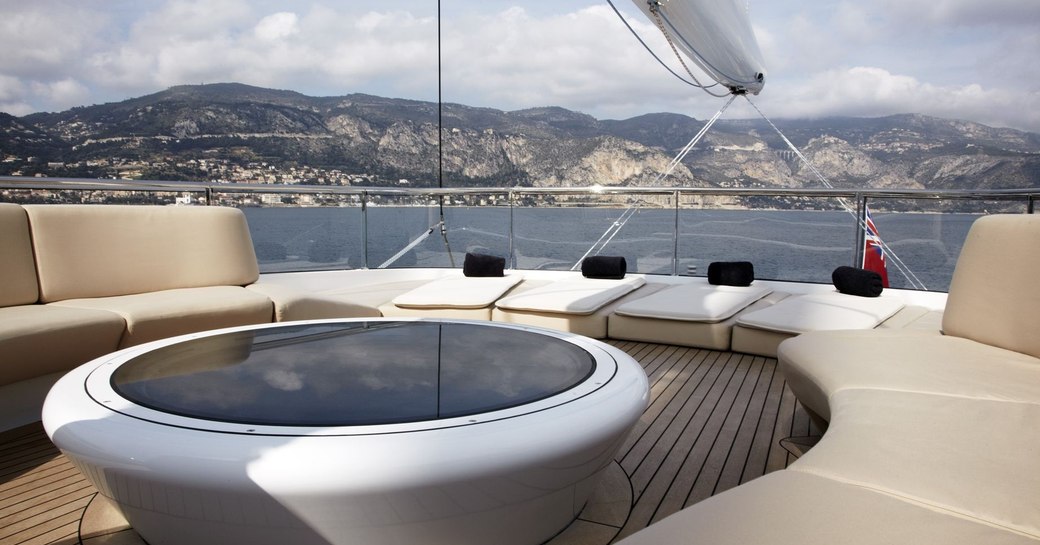 Fly Bridge Lounging and Sunpad Area on board superyacht Panthalassa