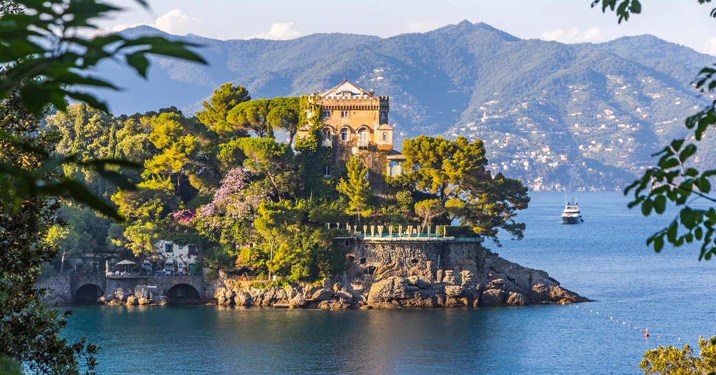 Beautiful natural view of the Bay of Paraggi in Santa Margherita Ligure