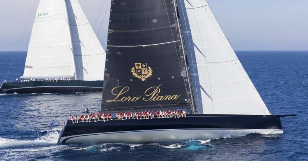 Sailing yacht near Porot Cervo competition in regatta