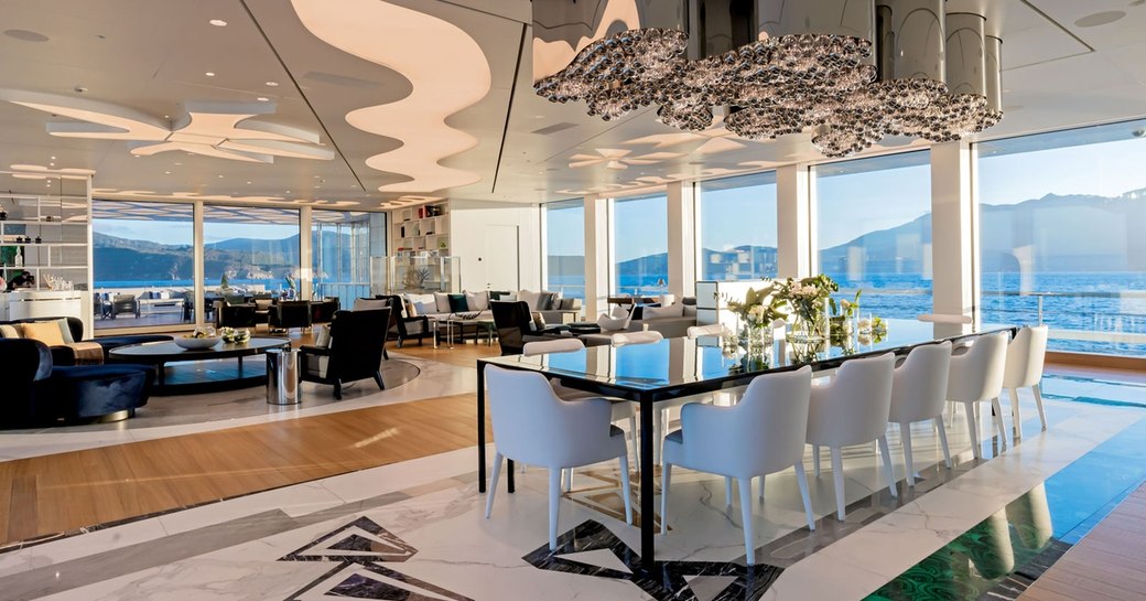 main salon on superyacht luminosity