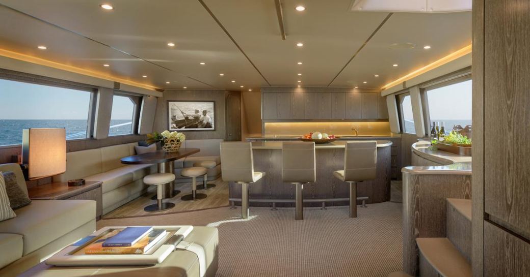 The main salon of sports fisher superyacht 'Ata Rangi'