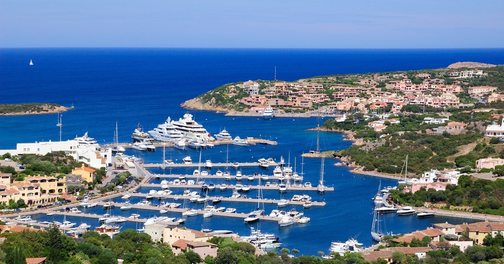 Porto Cervo marina in Sardinia on a sunny day