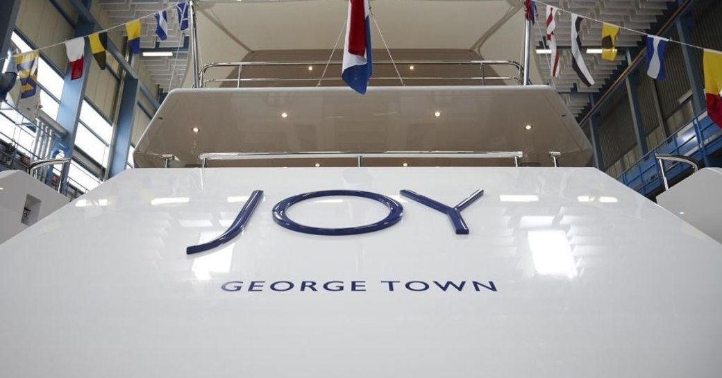 The stern of the Feadship luxury yacht JOY