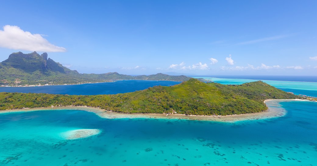 Aerial view looking down over Tahiti