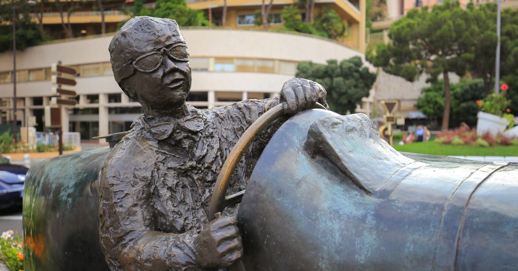 Monument of William Grover in Bugatti 35B in Monaco