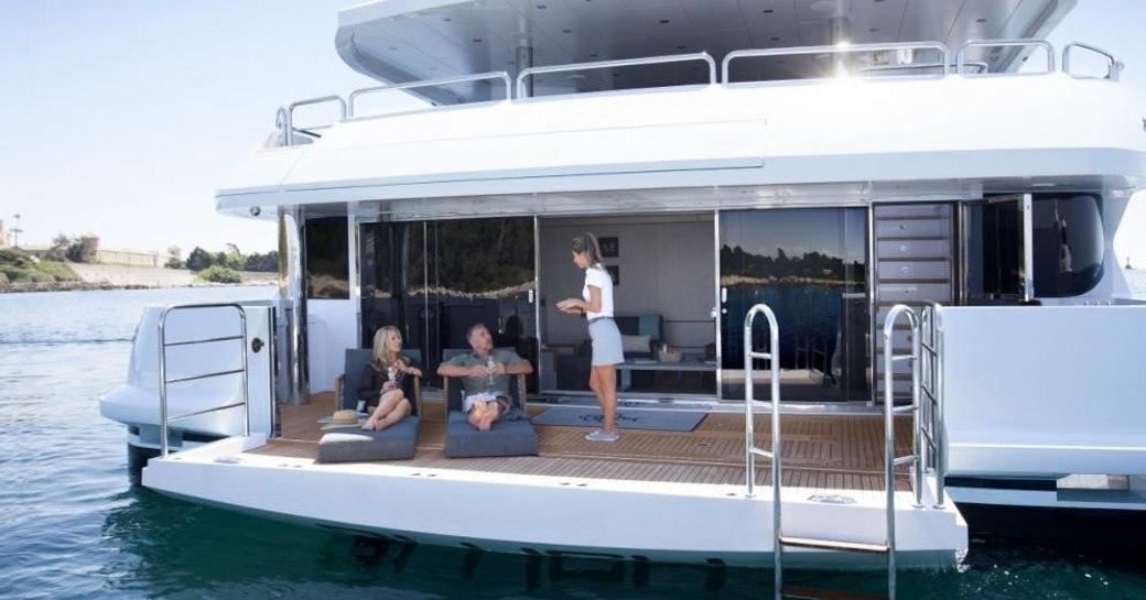 The aft deck of superyacht BLUSH