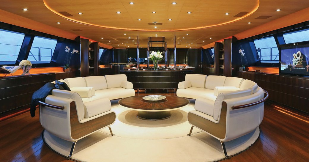 Main salon onboard sailing yacht Parsifal III