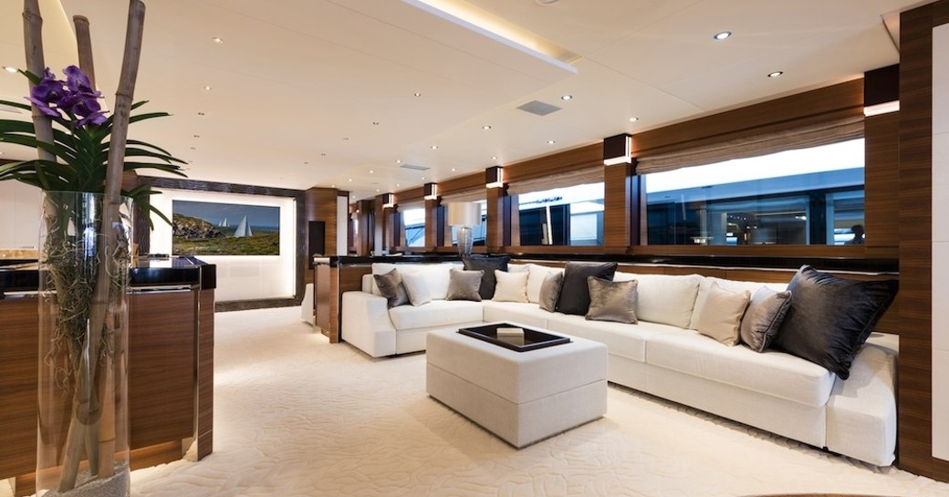 The main salon of luxury yacht 'Silver Wind'