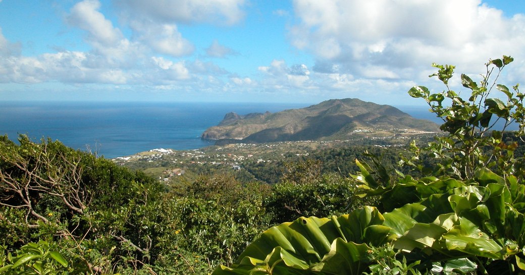 our view from the top of the mountain on our Montserrat luxury yacht charter vacation 