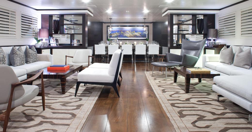 Superyacht MIRAGE's re-designed main salon