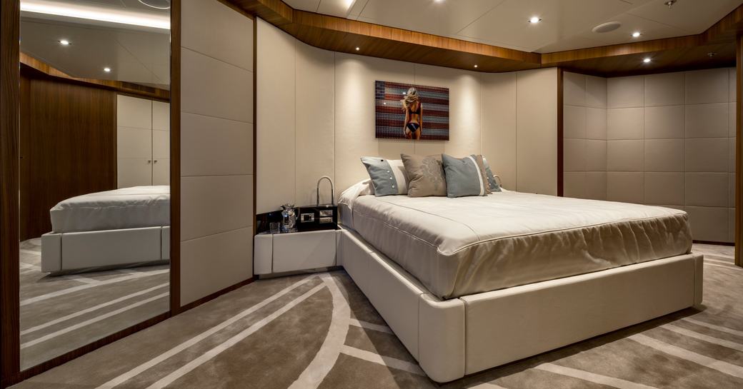 Large cabin with double bed on superyacht RARITY