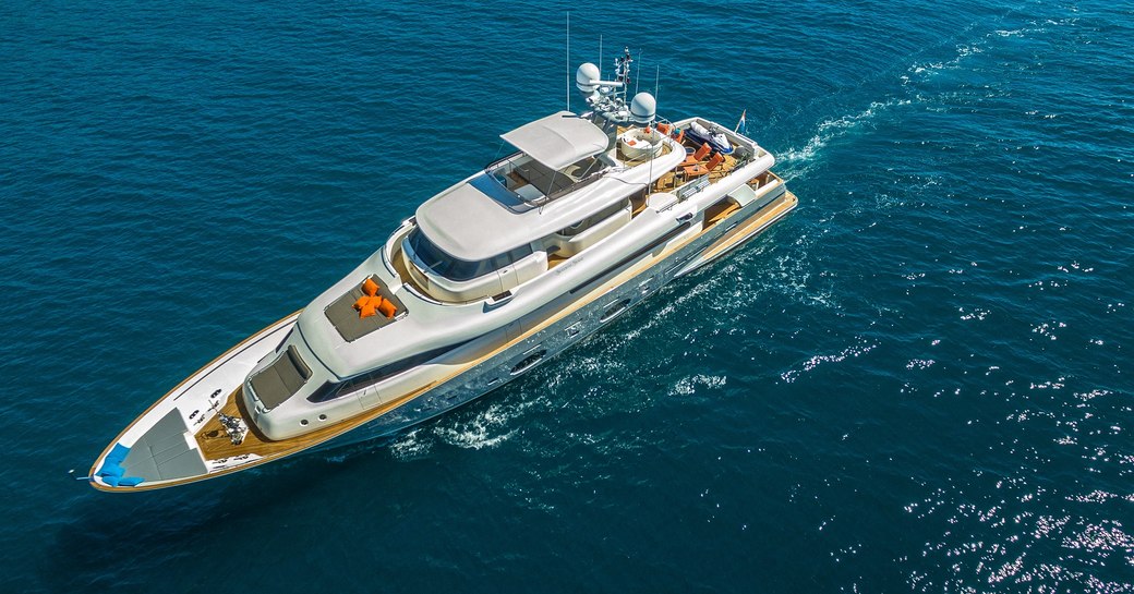 The Custom Line superyacht 'Seventh Sense' whilst underway