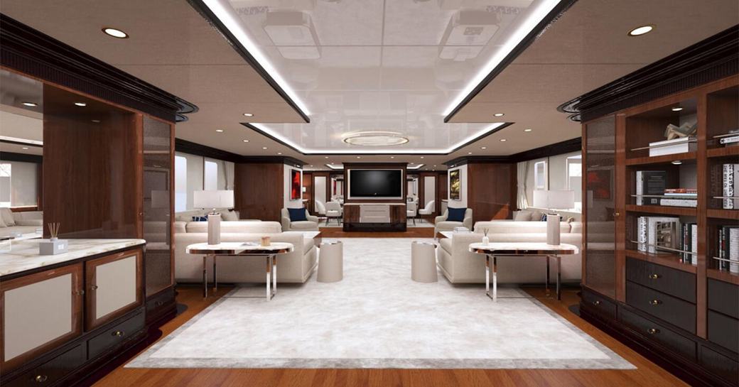 Main salon on board charter yacht IDYLLIC