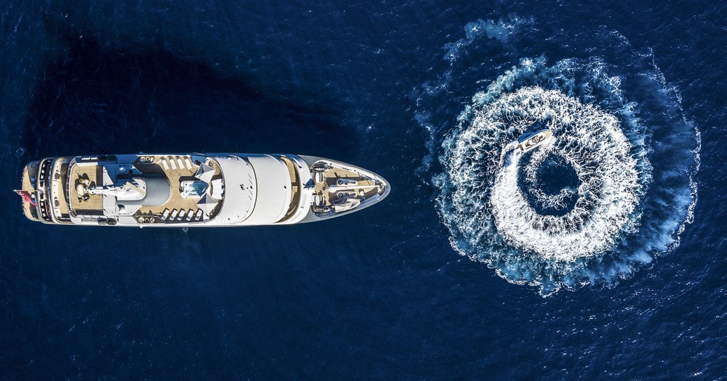 An aerial view of charter yacht BOADICEA