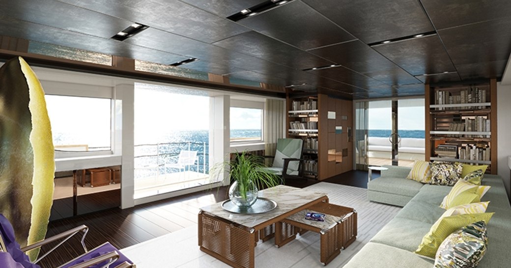 Japanese-inspired main salon on board motor yacht TAKARA 