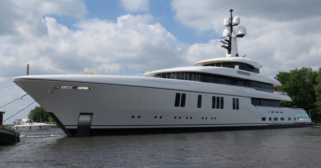 Superyacht HASNA during her technical launch