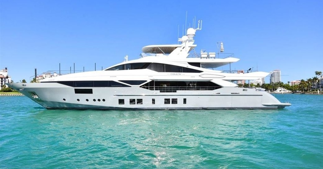 Motor yacht Drew anchors in the Bahamas on a luxury yacht charter