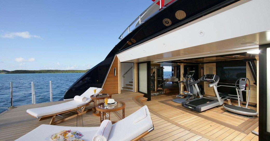 beach club and swim platform on superyacht amaryllis