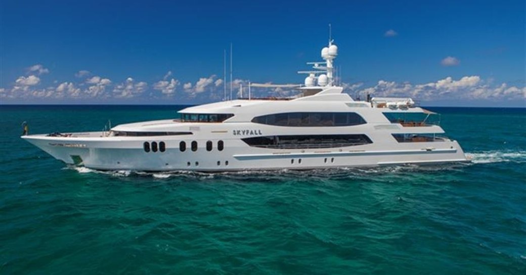 Superyacht skyfall cruising on charter in caribbean