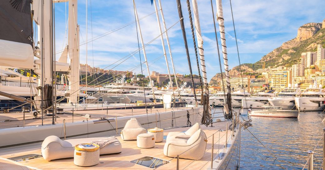 Sailing yachts overlooking Port Hercule