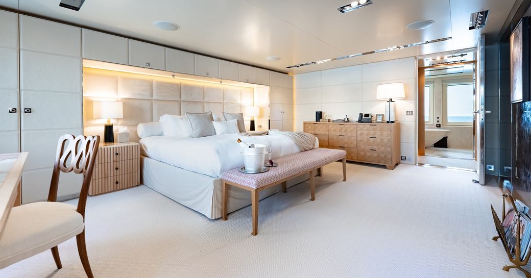 Charter yacht LOON master cabin with central berth