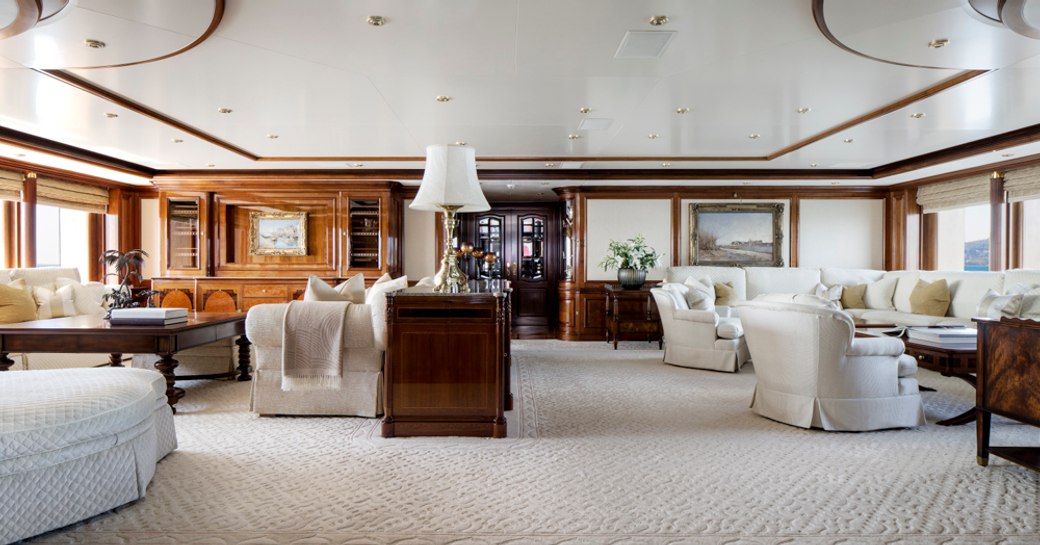 The dining room for charter guests to use onboard TITANIA