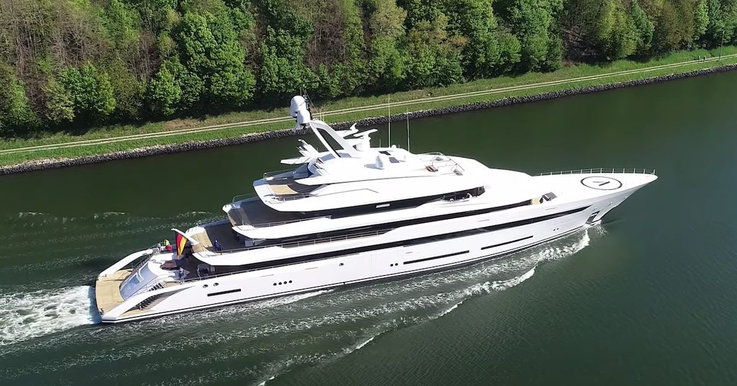 lurssen luxury yacht avantage underway in germany 