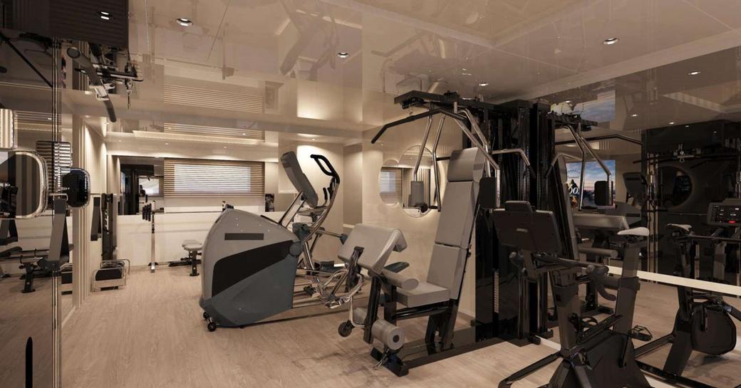 Fully equipped gym onboard charter yacht FELICITA