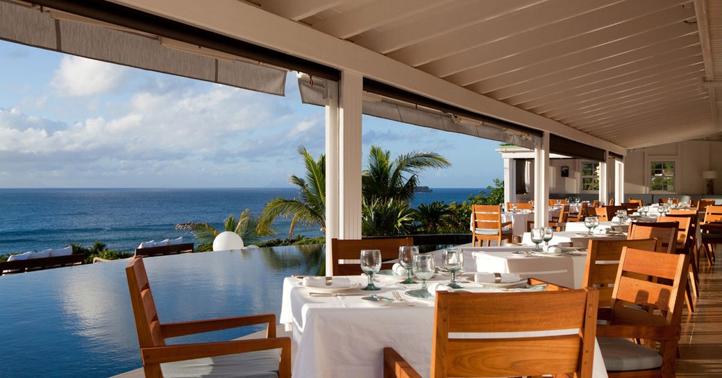 sea-view seating at Restaurant le Gaiac in St Barts