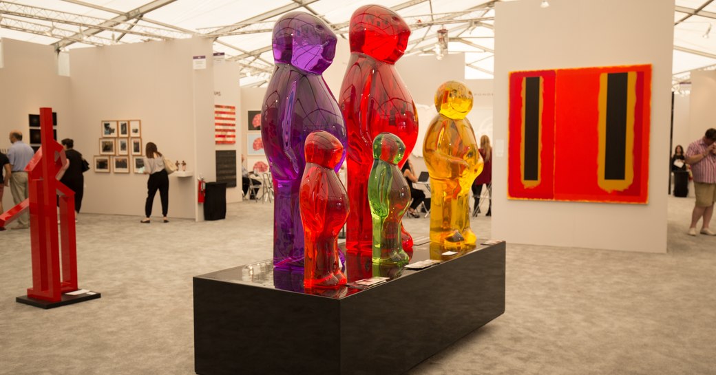 colourful contemporary sculptures and painting in Miami Convention Center for Art Basel Miami