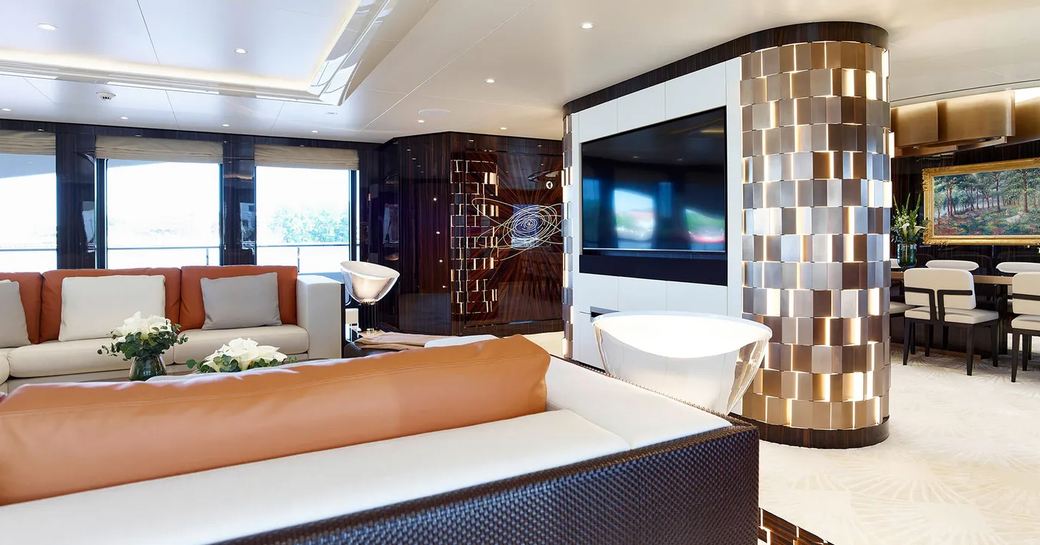 elegant master salon on soaring yacht