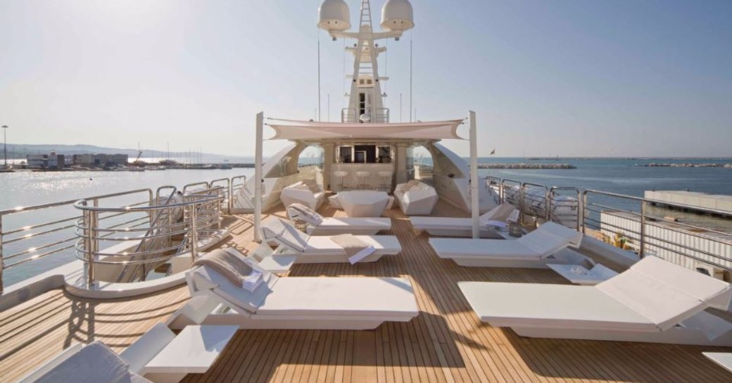 The sundeck of luxury yacht 'Light Holic'