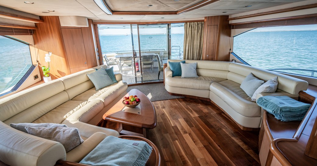 Main salon onboard charter yacht CHESS