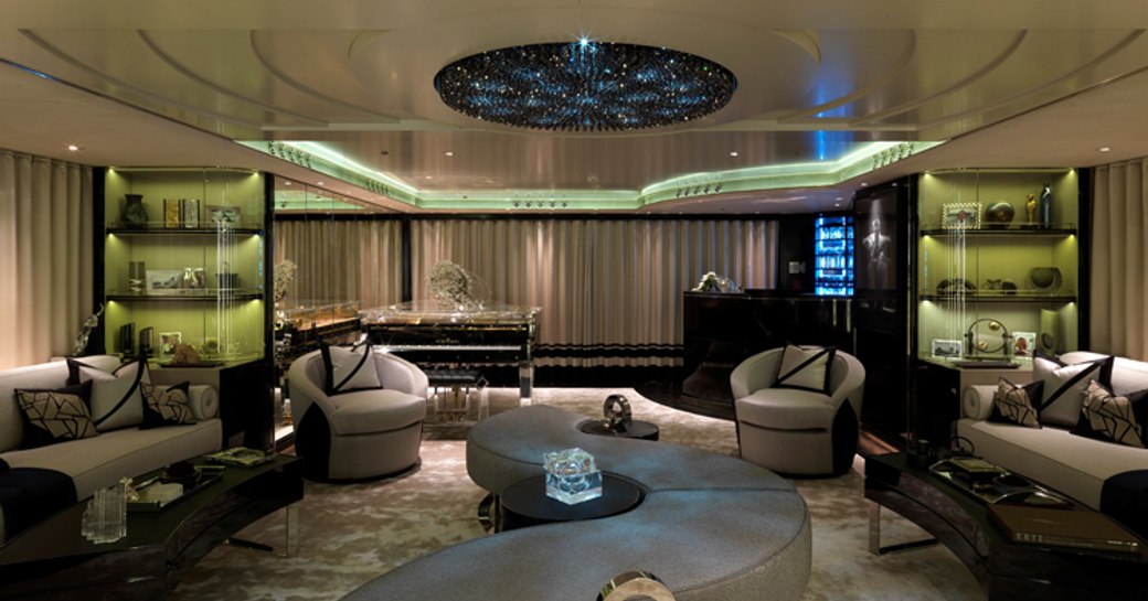 elegant main salon on board superyacht SEALYON 