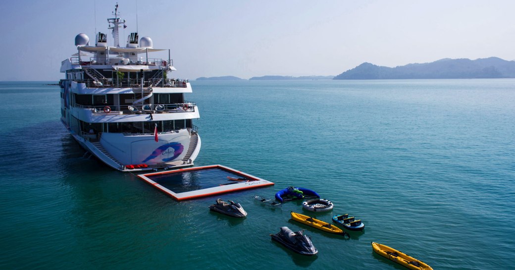 Superyacht SALUZI with all of her toys surounding