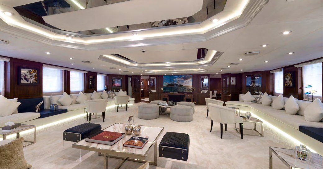 Expansive main salon on Superyacht CHAKRA