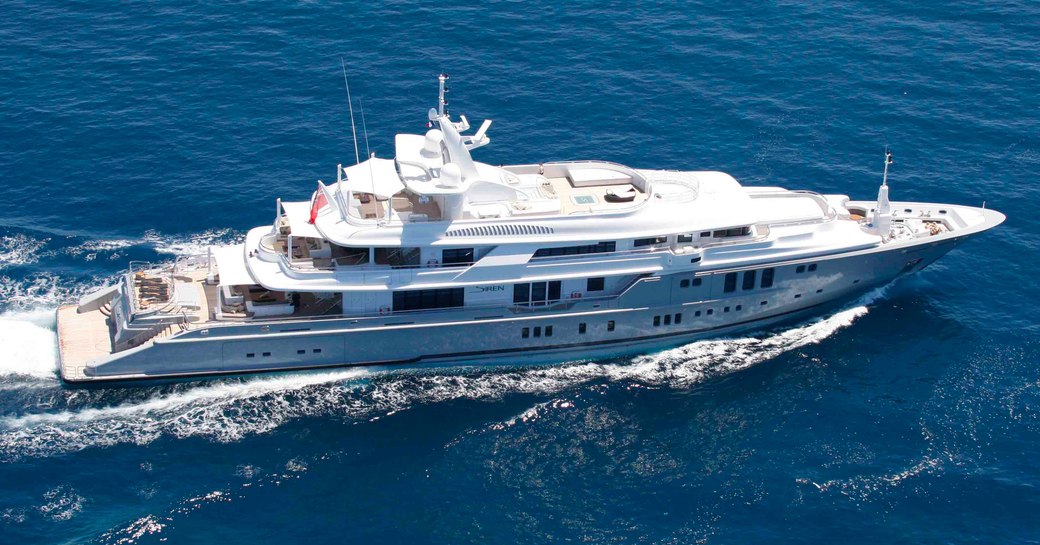 Superyacht SIREN profile shot at sea