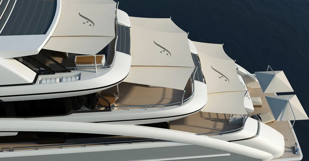 luxury yacht soaring aft decks shaded