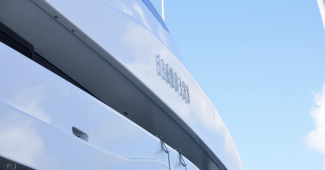 close up of the superstructure on board superyacht ELANDESS while exhibiting at FLIBS