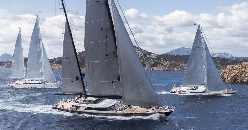 Yachts in Porto Cervo, Sardinia competing in the Perini Navi Cup